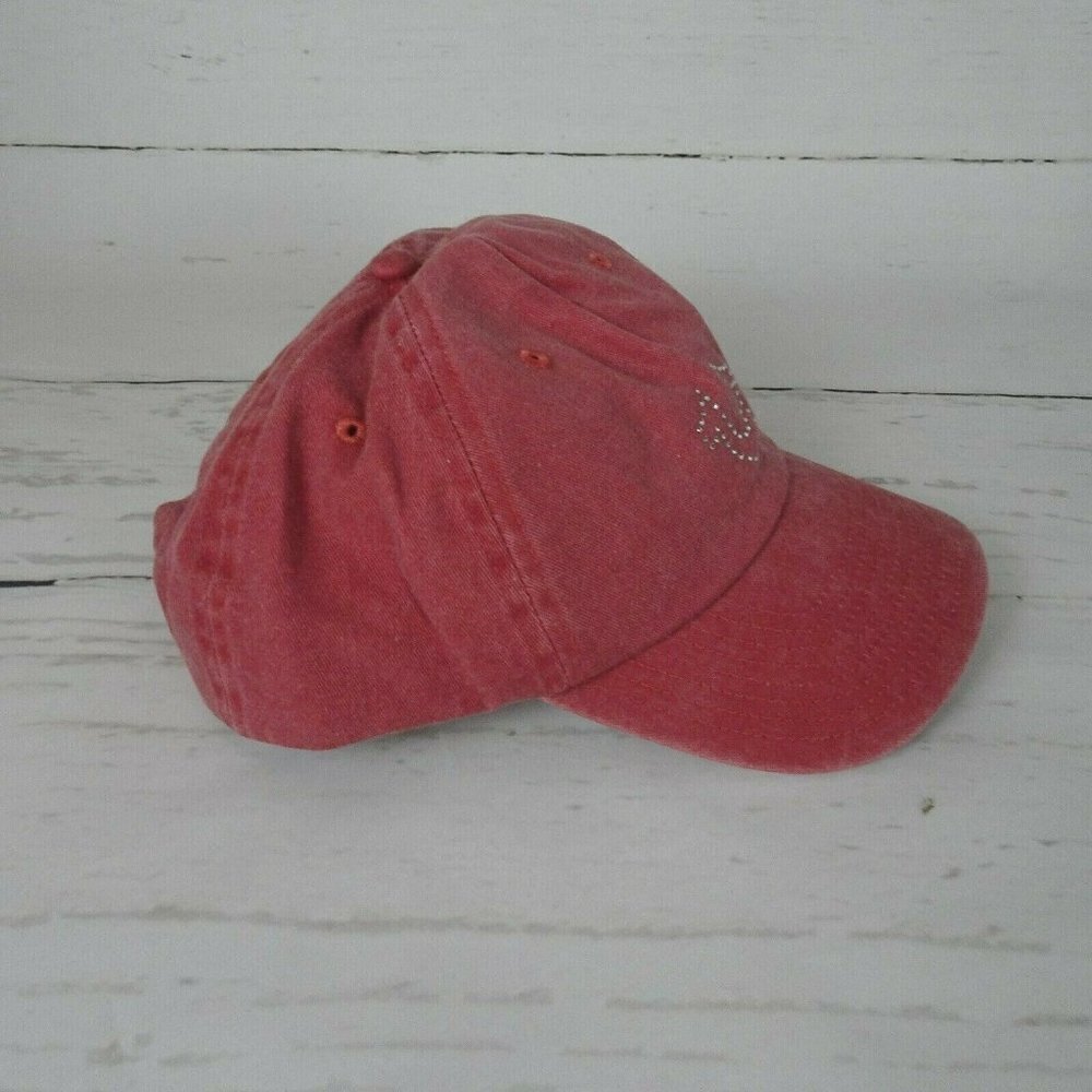 New True Religion Red Baseball Cap Hat Crystal Horseshoe Logo Bling Minimalist - Picture 9 of 12